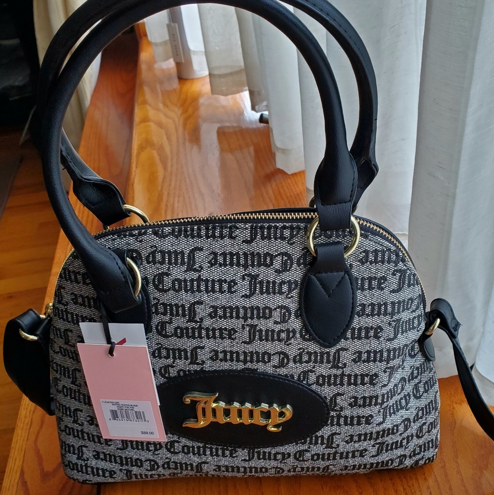 Juicy Couture Gothic Status Black Crazy For You Dome Satchel New.